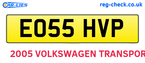 EO55HVP are the vehicle registration plates.