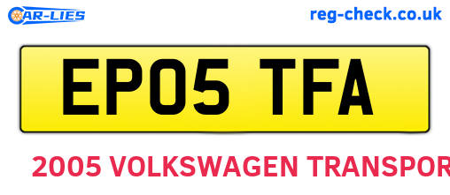 EP05TFA are the vehicle registration plates.
