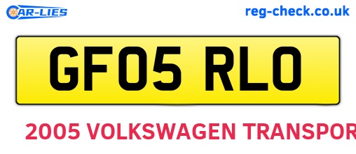 GF05RLO are the vehicle registration plates.