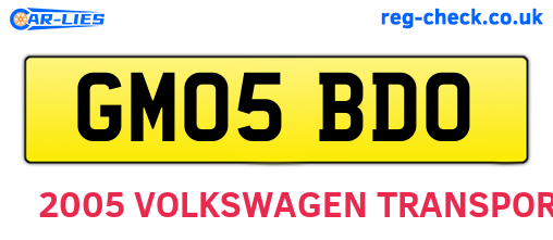 GM05BDO are the vehicle registration plates.