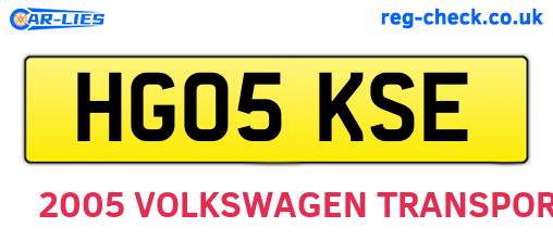 HG05KSE are the vehicle registration plates.
