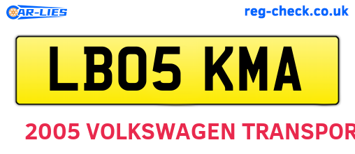 LB05KMA are the vehicle registration plates.
