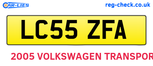 LC55ZFA are the vehicle registration plates.