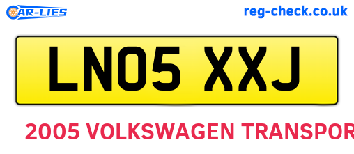 LN05XXJ are the vehicle registration plates.