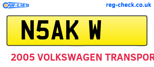 N5AKW are the vehicle registration plates.