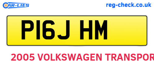 P16JHM are the vehicle registration plates.