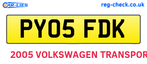 PY05FDK are the vehicle registration plates.