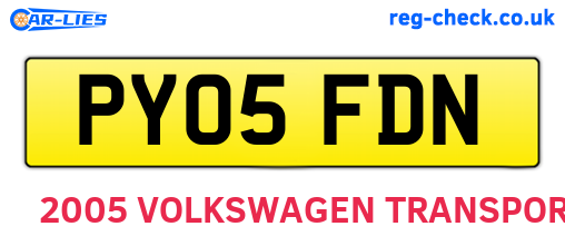 PY05FDN are the vehicle registration plates.