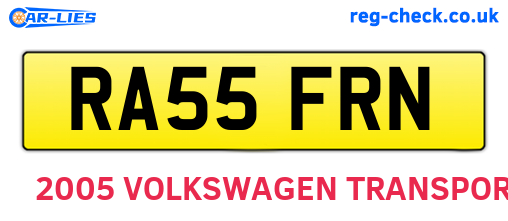 RA55FRN are the vehicle registration plates.