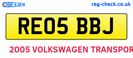 RE05BBJ are the vehicle registration plates.