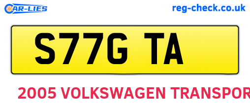 S77GTA are the vehicle registration plates.