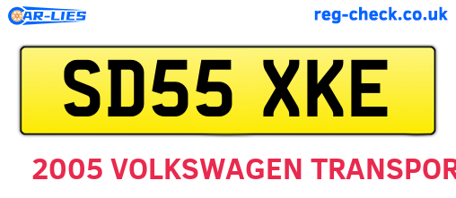 SD55XKE are the vehicle registration plates.