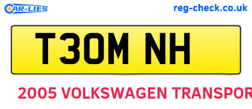 T30MNH are the vehicle registration plates.