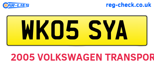 WK05SYA are the vehicle registration plates.