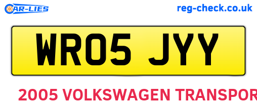 WR05JYY are the vehicle registration plates.