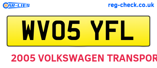 WV05YFL are the vehicle registration plates.