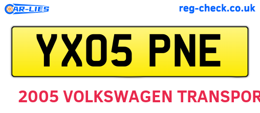 YX05PNE are the vehicle registration plates.
