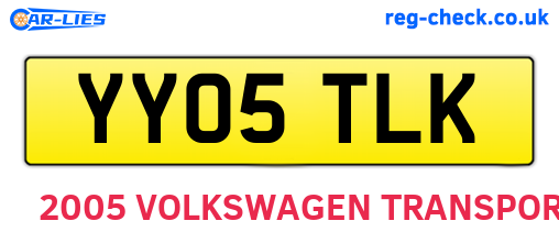 YY05TLK are the vehicle registration plates.