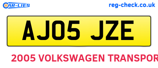 AJ05JZE are the vehicle registration plates.
