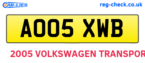 AO05XWB are the vehicle registration plates.