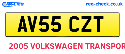 AV55CZT are the vehicle registration plates.