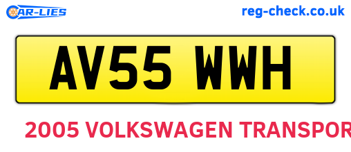 AV55WWH are the vehicle registration plates.