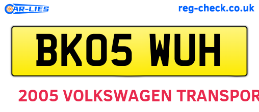 BK05WUH are the vehicle registration plates.