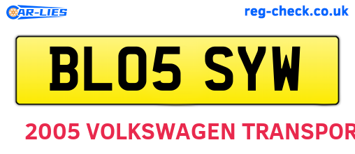 BL05SYW are the vehicle registration plates.