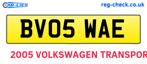BV05WAE are the vehicle registration plates.