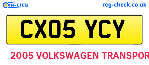 CX05YCY are the vehicle registration plates.
