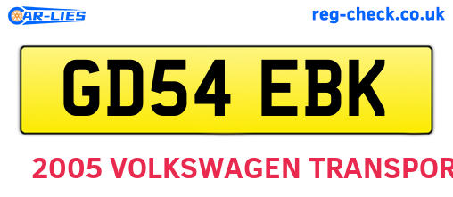 GD54EBK are the vehicle registration plates.