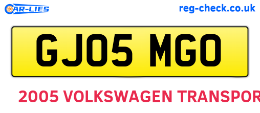 GJ05MGO are the vehicle registration plates.