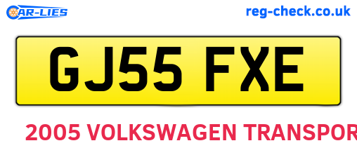 GJ55FXE are the vehicle registration plates.