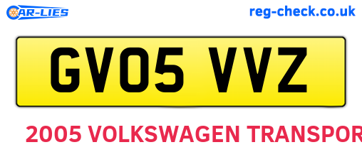 GV05VVZ are the vehicle registration plates.