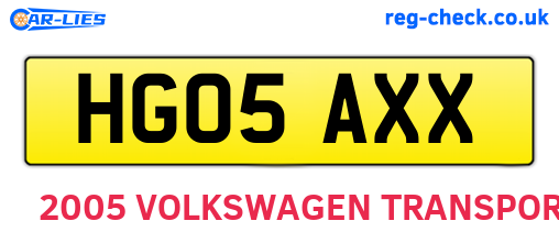 HG05AXX are the vehicle registration plates.