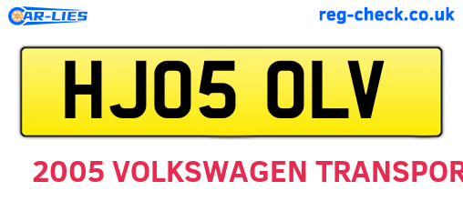 HJ05OLV are the vehicle registration plates.