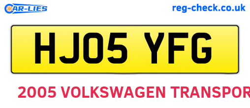 HJ05YFG are the vehicle registration plates.