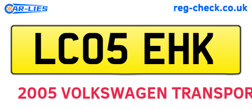 LC05EHK are the vehicle registration plates.