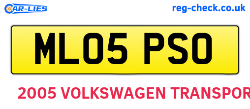 ML05PSO are the vehicle registration plates.