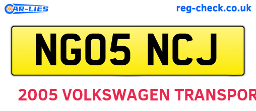 NG05NCJ are the vehicle registration plates.