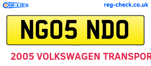 NG05NDO are the vehicle registration plates.