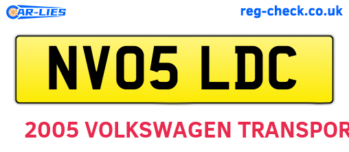 NV05LDC are the vehicle registration plates.