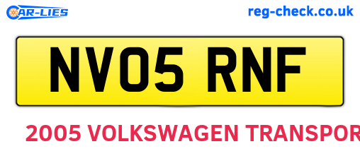 NV05RNF are the vehicle registration plates.