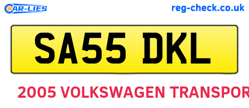 SA55DKL are the vehicle registration plates.