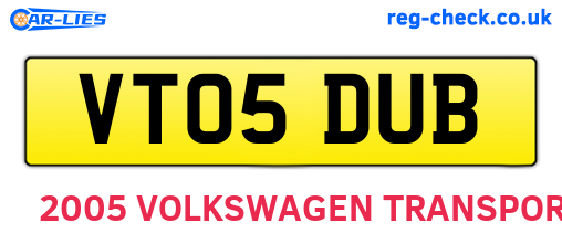 VT05DUB are the vehicle registration plates.