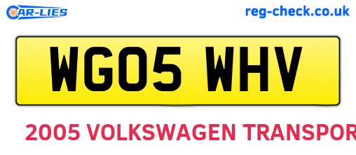 WG05WHV are the vehicle registration plates.
