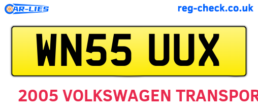 WN55UUX are the vehicle registration plates.