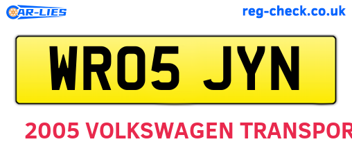 WR05JYN are the vehicle registration plates.