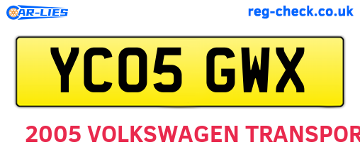 YC05GWX are the vehicle registration plates.