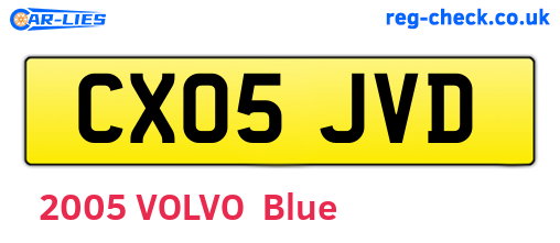 CX05JVD are the vehicle registration plates.